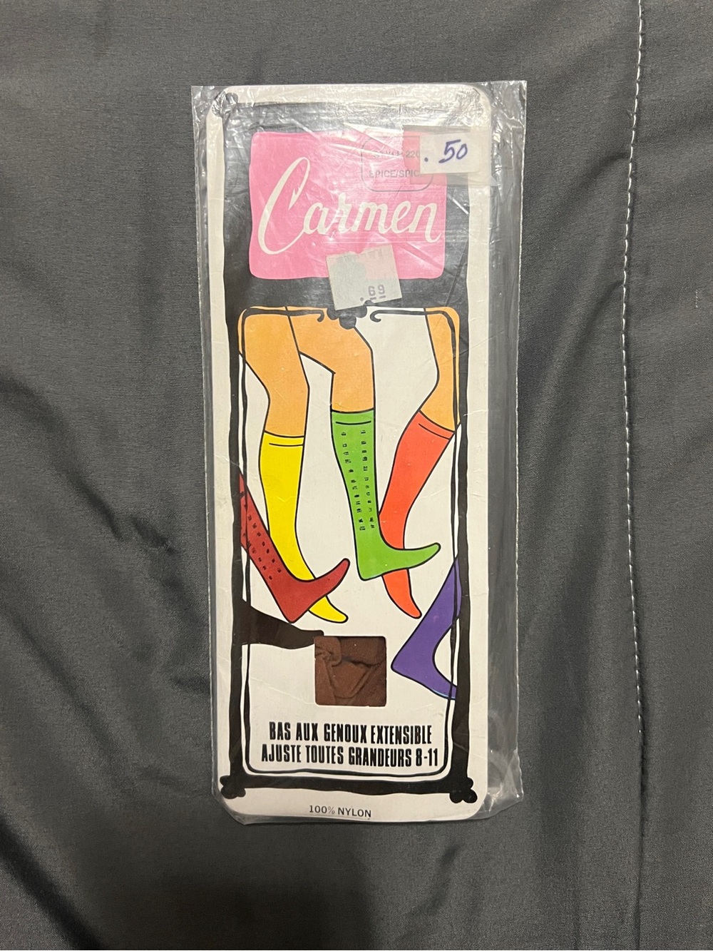 Vintage Carmen Brown Nylon Knee High Stretch Socks Brand New Neutral Stretchy